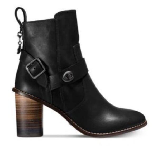 COACH Biker Moto Heel Black Bootie Boots